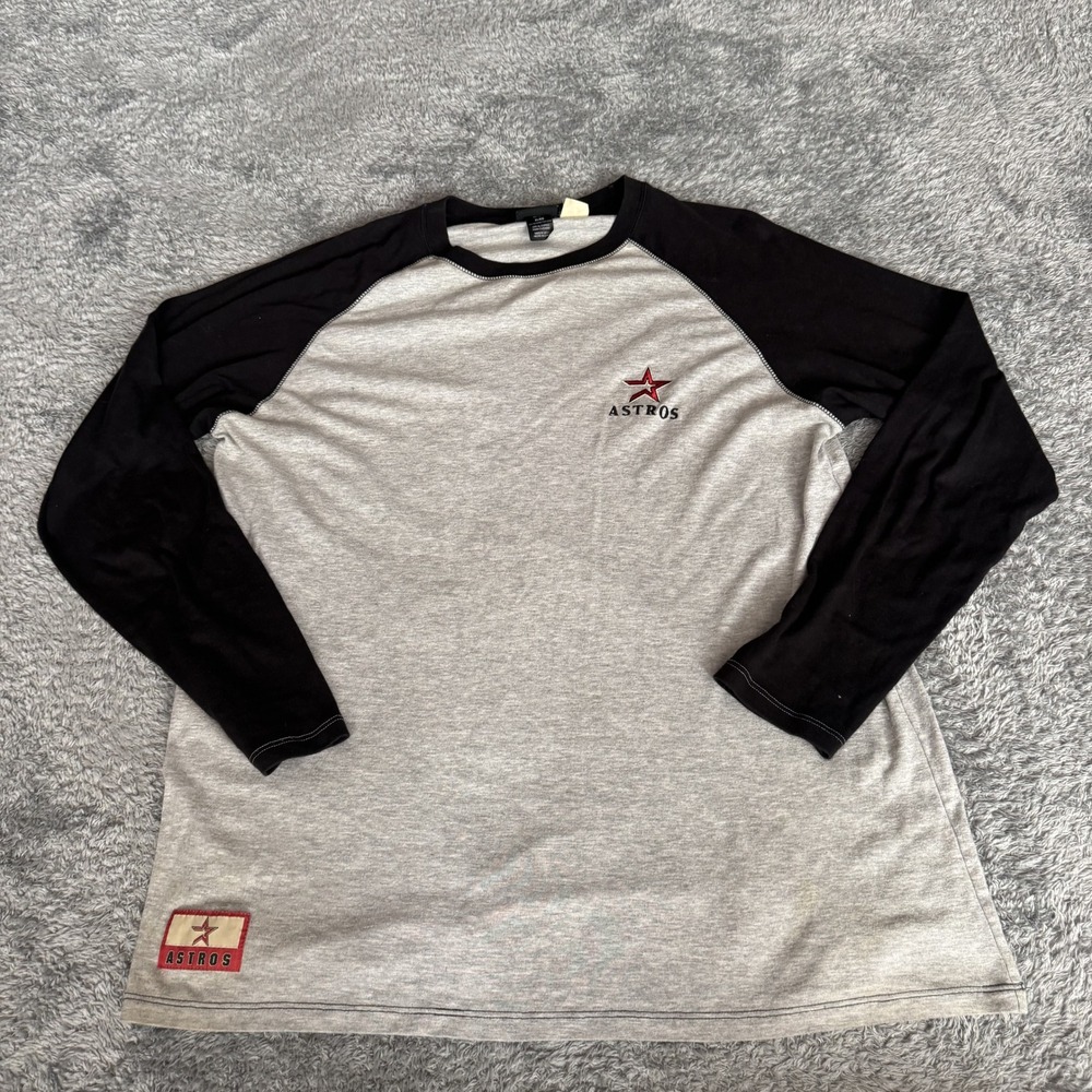 Concepts Sport Mens Houston Astros Sleep Shirt XL Grey Black Raglan MLB Pajama